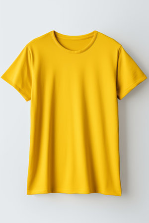 Yellow T-Shirt Mockup Isolated on the White Backgroundの素材