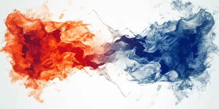 The national flag of the United States of America in abstract smoke on a white backgroundの素材