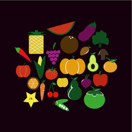 Fruits and vegetablesのイラスト素材