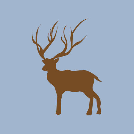 Cute deer cartoon on blue backgroundのイラスト素材