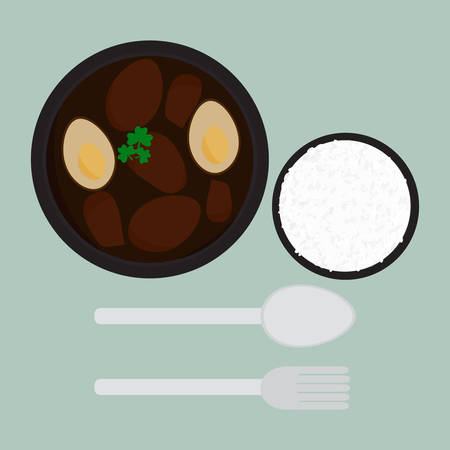 Khai Pha Lo. Brown soup eggs boiled in the sweet gravy, a Thai cuisine.のイラスト素材