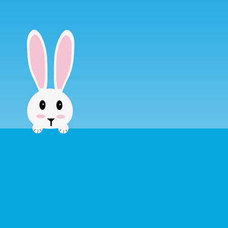 rabbit on blue backgroundのイラスト素材