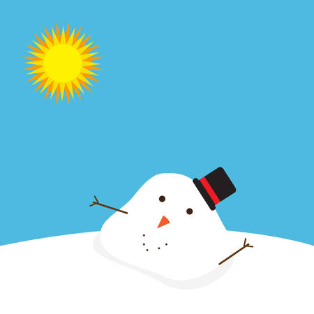 snowman with clear day.snowman with sunshine. Snowman melted.のイラスト素材