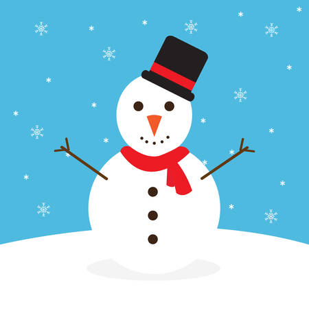 Snow on snow day.Snowman with blue background.のイラスト素材