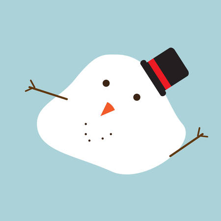 Snowman melted on blue background.のイラスト素材