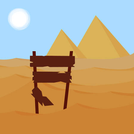 Desert landscape with wood stand sign.のイラスト素材