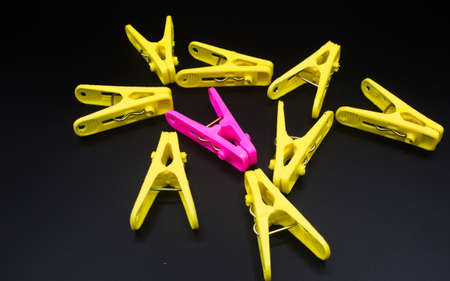 Set of plastic colorful clothespin.