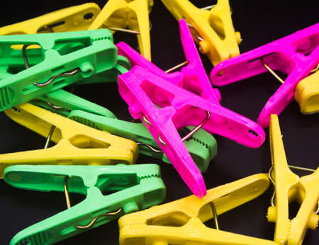 Set of plastic colorful clothespin.