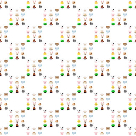Vector seamless pattern with set of animals