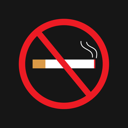 No smoking sign icon. Vector illustration in flat style. Isolated on black background.のイラスト素材
