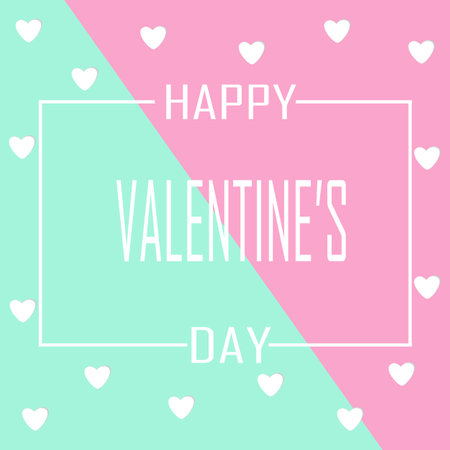 Valentines day greeting card with white hearts on pink background. Vector illustration.のイラスト素材