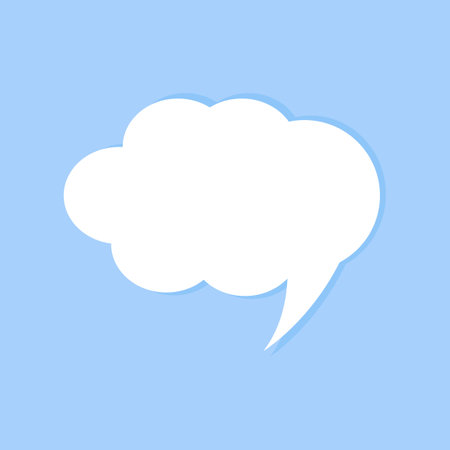 White speech bubble on blue background. Flat design. Vector illustration.のイラスト素材
