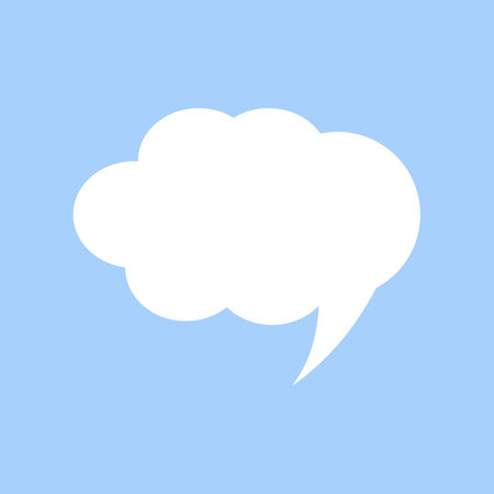 White speech bubble on blue background. Flat design. Vector illustration.のイラスト素材