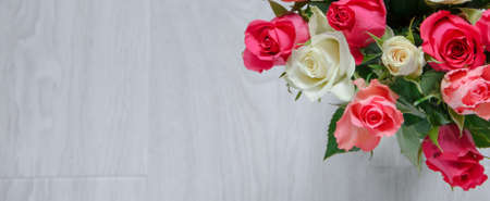 Vase with multicolored flowersの写真素材