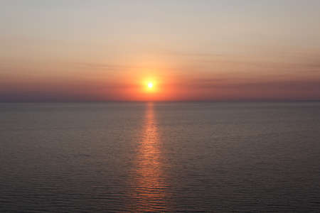 Golden sunset at the sea, summer romance. South resort.の写真素材