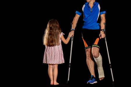 Cyclist with fracture of heelの写真素材