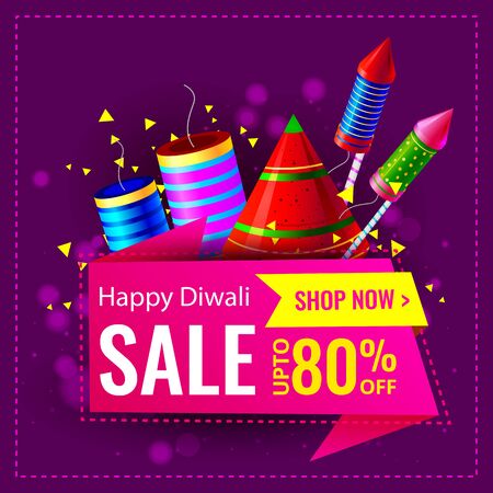 Diwali Festival Sale, Sticker, fire cracker and line art based Traditional floral burning lamp , Bumper Dhamaka Offer, Biggest Sale - Vector Illustration Usable for Poster, Banner ,Flyerのイラスト素材