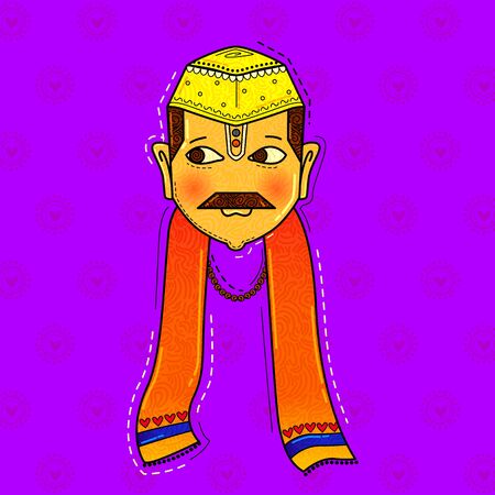 illustration of desi (indian) art style maharashtrian man.のイラスト素材