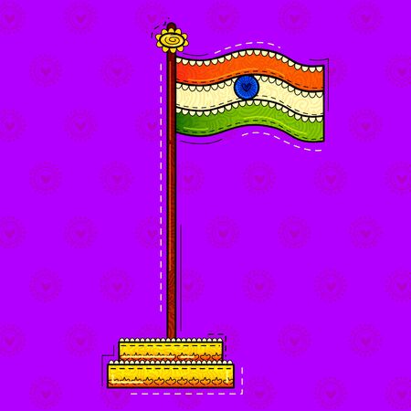 illustration of desi (indian) art style indian flag.のイラスト素材
