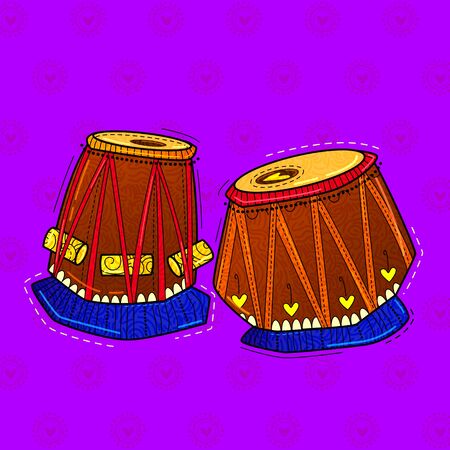 illustration of desi (indian) art style musical instrument tabla.のイラスト素材