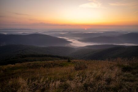 Bieszczady Mountains, Polonina peak at sunriseの写真素材