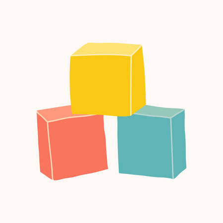 Childrens toys, blocks, designer. Cartoon vector clip art eps 10 illustration on white background.のイラスト素材