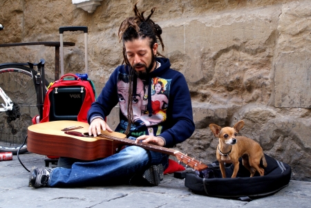 Street Artist with dog