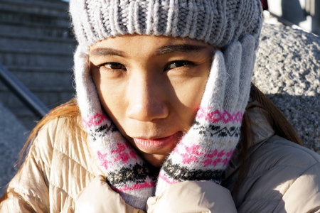 Thinking asian  lady