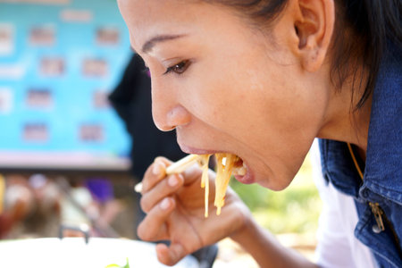 Eating Asian Lady