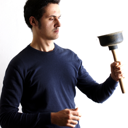 Man with plungerの写真素材