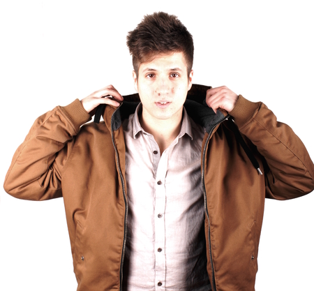 Boy with anorakの写真素材