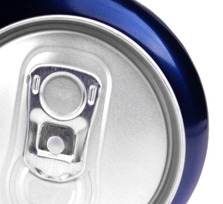 Studio shot of the top of a blue can