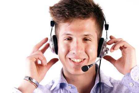 Studio shot of a young man with headphones