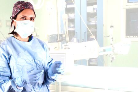 Portrait of a woman wearing medical clothes