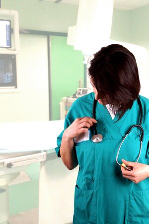 Portrait of a woman wearing medical clothesの写真素材