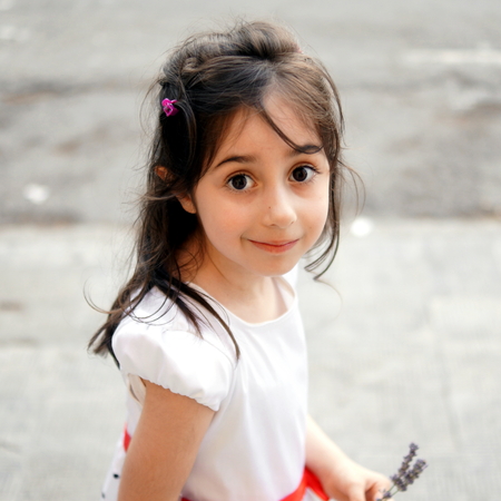 Close up of a caucasian little girlの写真素材