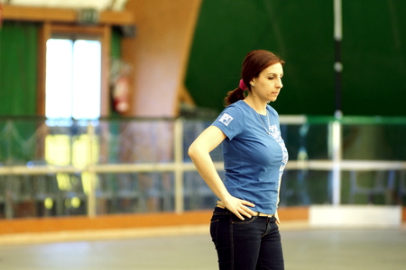 Soragna, Parma, ITALY - March 20, 2016: Athletes , coaches and judges engaged in a figure skating competitionのeditorial素材