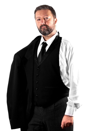 Studio shot of an elegant man on white backgroundの写真素材