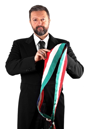 Studio shot of an italian Mayor on white backgroundの写真素材