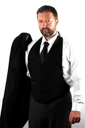 Studio shot of an elegant man on white backgroundの写真素材