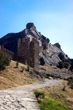 Genoese fortress and a rockの写真素材