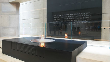 WASHINGTON, DC, USA - SEPTEMBER 10, 2015: the eternal flame at the us holocaust memorial museumのeditorial素材