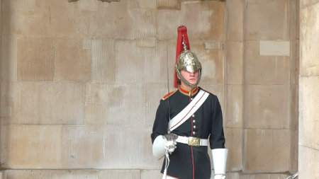 LONDON, ENGLAND, UK - SEPTEMBER 17, 2015: dismounted horse guard in his dress uniform, london