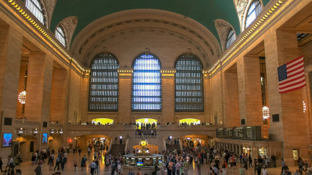 NEW YORK, NEW YORK, USA - SEPTEMBER 15, 2015: interior of grand central station, new yorkのeditorial素材