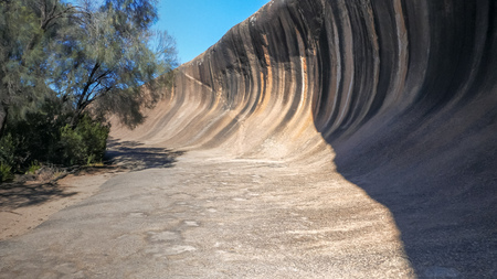 wide angle shot of the rock formation in wa known as wave rockの写真素材