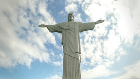RIO DE JANEIRO, BRAZIL- 26, MAY, 2016: afternoon view of christ the redeemer statue in rioのeditorial素材