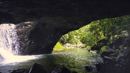 looking out from natural bridge in springbrook national park