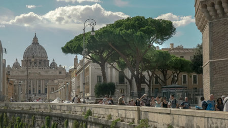 ROME, ITALY- SEPTEMBER, 6, 2016: st peters basilica from castel santangelo in romeのeditorial素材