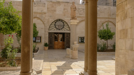 BETHLEHEM, PALESTINE- SEPTEMBER, 22, 2016: exterior view of the church nativity in bethlehemのeditorial素材