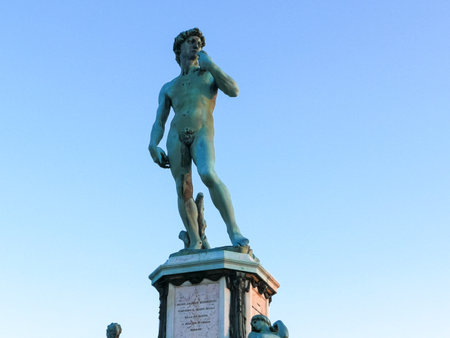 close shot of the bronze statue of david, florenceのeditorial素材